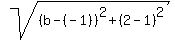 sqrt%28%28b-%28-1%29%29%5E2%2B%282-1%29%5E2%29