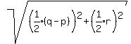 sqrt%28%28expr%281%2F2%29%28q-p%29%29%5E2%2B%28expr%281%2F2%29r%29%5E2%29