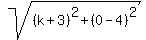 sqrt%28%28k%2B3%29%5E2+%2B+%280+-+4%29%5E2%29