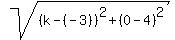 sqrt%28%28k+-+%28-3%29%29%5E2+%2B+%280+-+4%29%5E2%29
