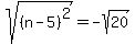sqrt%28%28n-5%29%5E2%29+=+-sqrt%2820%29