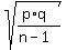 sqrt%28%28p%2Aq%29%2F%28n-1%29%29