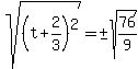 sqrt%28%28t%2B2%2F3%29%5E2%29=%22%22%2B-sqrt%2876%2F9%29