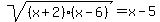 sqrt%28%28x%2B2%29%28x-6%29%29+=+x+-+5