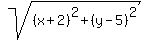 sqrt%28%28x%2B2%29%5E2%2B%28y-5%29%5E2%29