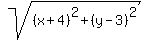 sqrt%28%28x%2B4%29%5E2+%2B+%28y-3%29%5E2%29