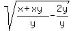 sqrt%28%28x%2Bxy%29%2Fy-2y%2Fy%29