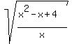 sqrt%28%28x%5E2+-x+%2B+4%29%2Fx%29