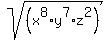 sqrt%28%28x%5E8%2Ay%5E7%2Az%5E2%29%29
