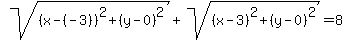 sqrt%28%28x-%28-3%29%29%5E2%2B%28y-0%29%5E2%29%2Bsqrt%28%28x-3%29%5E2%2B%28y-0%29%5E2%29=8