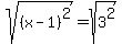 sqrt%28%28x-1%29%5E2%29+=sqrt%283%5E2%29