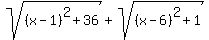 sqrt%28%28x-1%29%5E2%2B36%29%2Bsqrt%28%28x-6%29%5E2%2B1%29