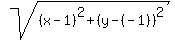 sqrt%28%28x-1%29%5E2+%2B+%28y-+%28-1%29%29%5E2%29