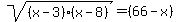 sqrt%28%28x-3%29%28x-8%29%29=%2866-x%29