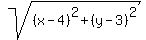 sqrt%28%28x-4%29%5E2%2B%28y-3%29%5E2%29