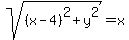 sqrt%28%28x-4%29%5E2%2By%5E2%29=x