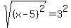 sqrt%28%28x-5%29%5E2%29=3%5E2
