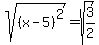 sqrt%28%28x-5%29%5E2%29=sqrt%283%2F2%29