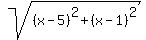 sqrt%28%28x-5%29%5E2%2B%28x-1%29%5E2%29