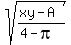 sqrt%28%28xy-A%29%2F%284-pi%29%29