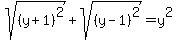 sqrt%28%28y%2B1%29%5E2%29%2Bsqrt%28%28y-1%29%5E2%29=y%5E2