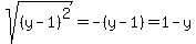 sqrt%28%28y-1%29%5E2%29=-%28y-1%29=1-y