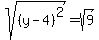 sqrt%28%28y-4%29%5E2%29+=+sqrt%289%29
