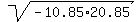 sqrt%28+-+10.85%2A20.85%29