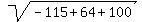 sqrt%28-115+%2B+64+%2B+100%29