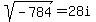 sqrt%28-784%29+=+28i