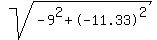 sqrt%28-9%5E2%2B-11.33%5E2%29