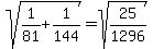 sqrt%281%2F81%2B1%2F144%29=sqrt%2825%2F1296%29