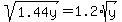 sqrt%281.44y%29+=+1.2%2Asqrt%28y%29