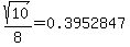 sqrt%2810%29%2F8=0.3952847