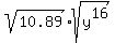 sqrt%2810.89%29%2Asqrt%28y%5E16%29