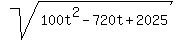 sqrt%28100t%5E2-720t%2B2025%29