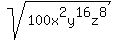 sqrt%28100x%5E2y%5E16z%5E8%29