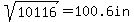 sqrt%2810116%29=100.6in