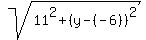 sqrt%2811%5E2++%2B+%28y-%28-6%29%29%5E2%29