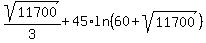 sqrt%2811700%29%2F3+%2B+45%2Aln%2860+%2B+sqrt%2811700%29%29
