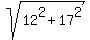sqrt%2812%5E2+%2B+17%5E2%29