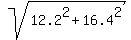 sqrt%2812.2%5E2+%2B+16.4%5E2%29