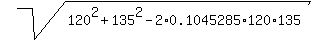 sqrt%28120%5E2%2B135%5E2-2%2A0.1045285%2A120%2A135%29