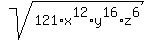 sqrt%28121%2Ax%5E12%2Ay%5E16%2Az%5E6%29