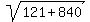 sqrt%28121%2B840%29
