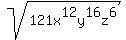 sqrt%28121x%5E12y%5E16z%5E6%29