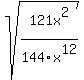 sqrt%28121x%5E2+%2F+144x%5E12%29