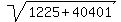 sqrt%281225%2B40401%29