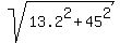 sqrt%2813.2%5E2%2B45%5E2%29