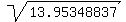 sqrt%2813.95348837%29